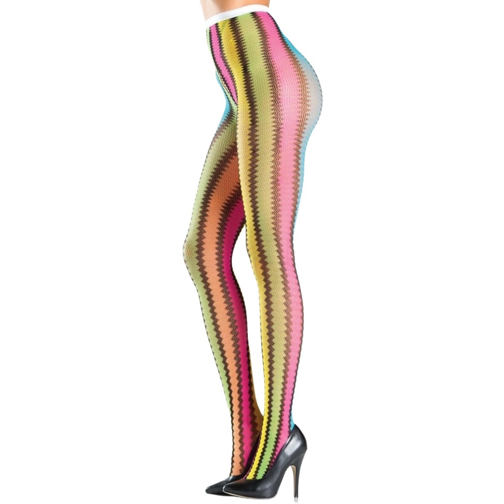 Rainbow Zigzag Knitted Pantyhose